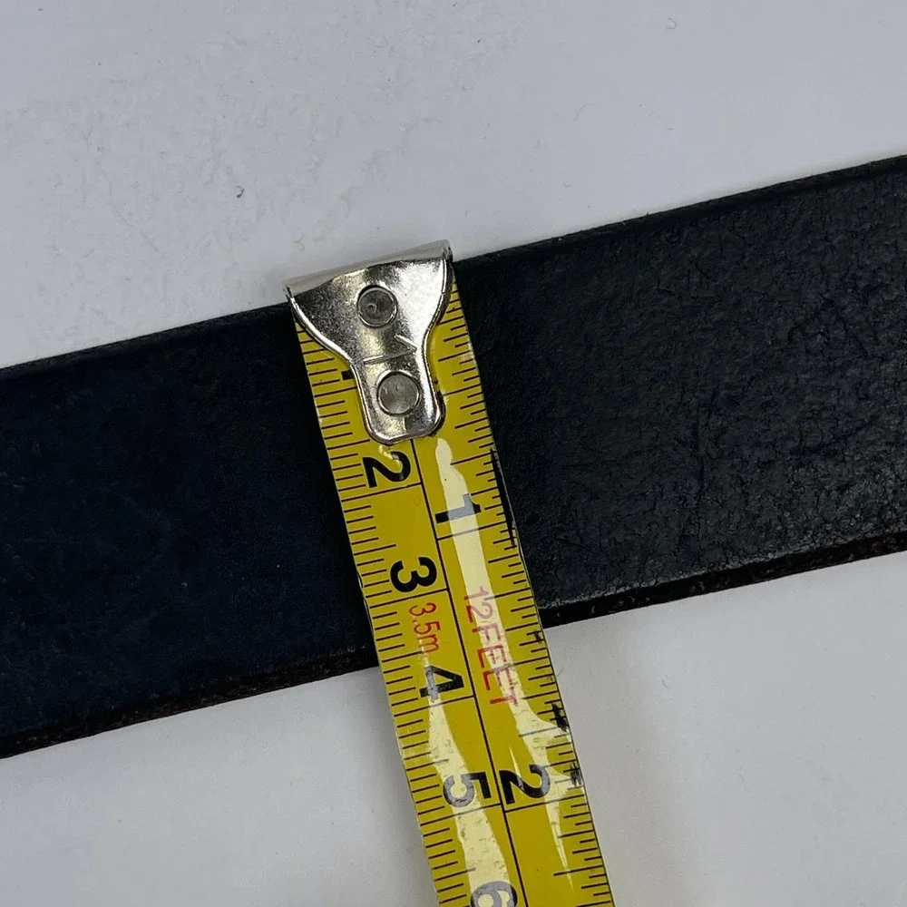 Levi Strauss & Co Italian Leather Belt Mens 36 Black Silver Buckle Made in USA